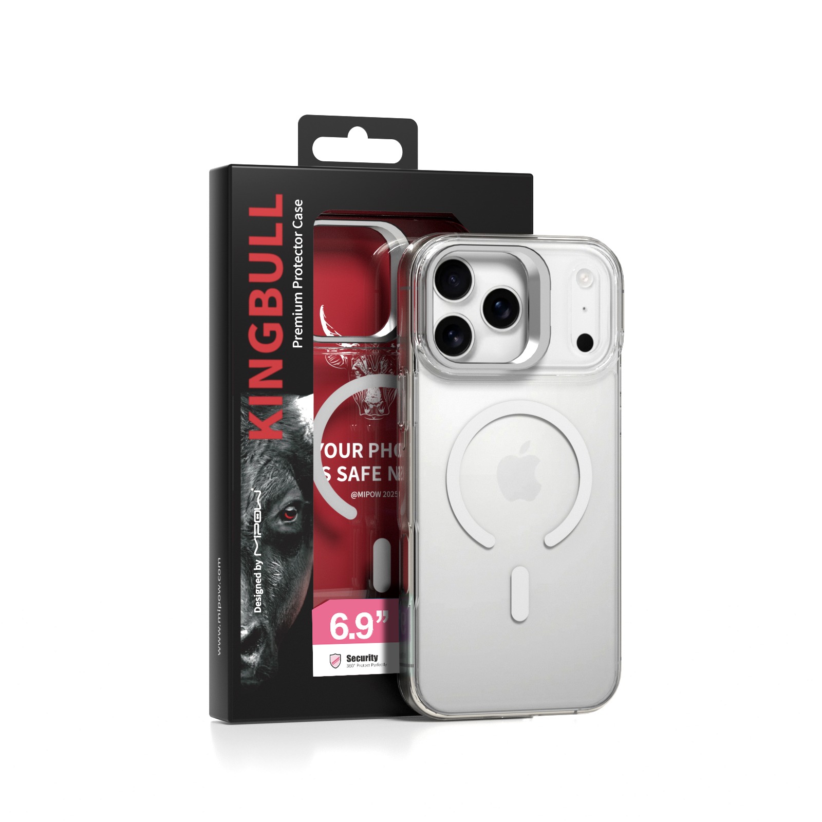 Ốp Lưng Magsafe Mipow Kingbull Tempered Glass StandX Transparent iPhone 17 Series