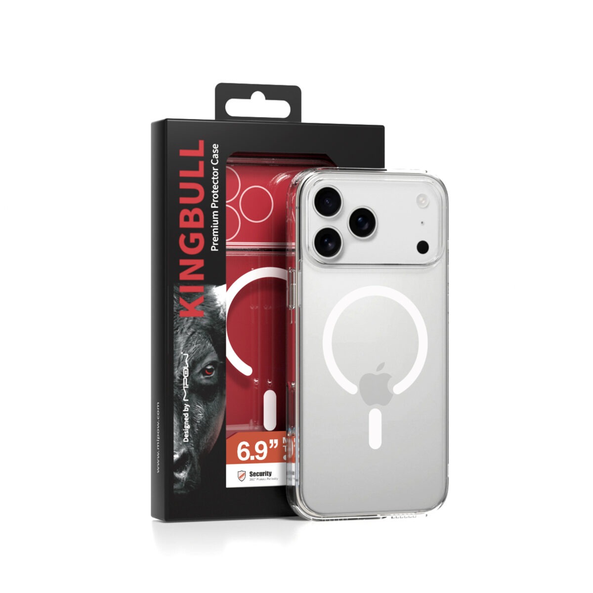 Ốp Lưng Magsafe Mipow Kingbull Tempered Glass Transparent Cho iPhone 17 Series